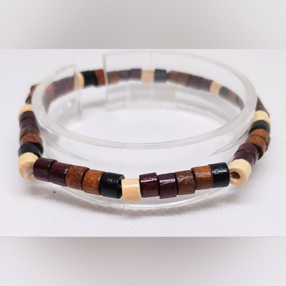Men's bracelet beaded beads brown new e69